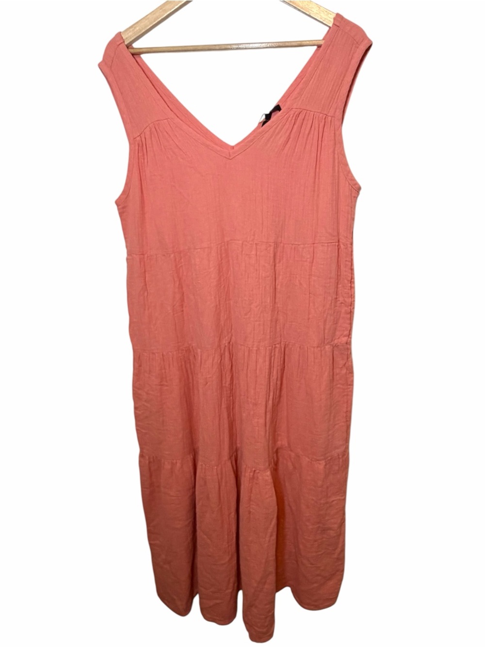 NWT Quince 100% Organic Cotton Gauze Tiered Maxi Dress in Coral Blush Size L - Picture 4 of 10